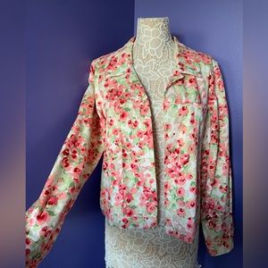 NWOT Christopher & Banks Spring Floral Twill Jacket Plus Size XL 18-20